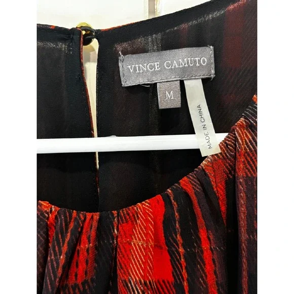 Vince Camuto Maxi Dress Plaid Sleeveless Blouson Waist New Size M - Picture 4 of 6